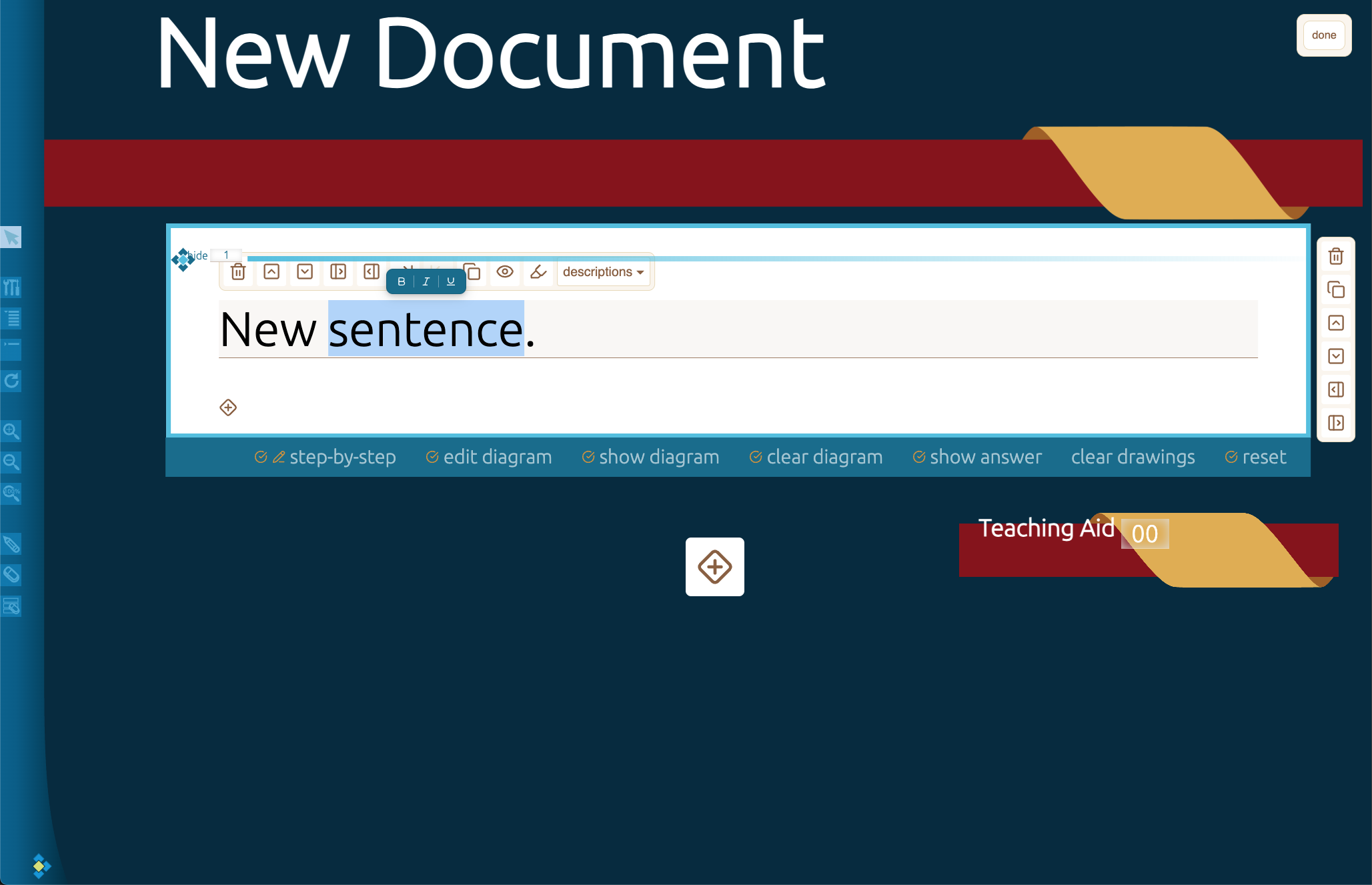 Authoring toolbar and teaching aid chrome in production UI