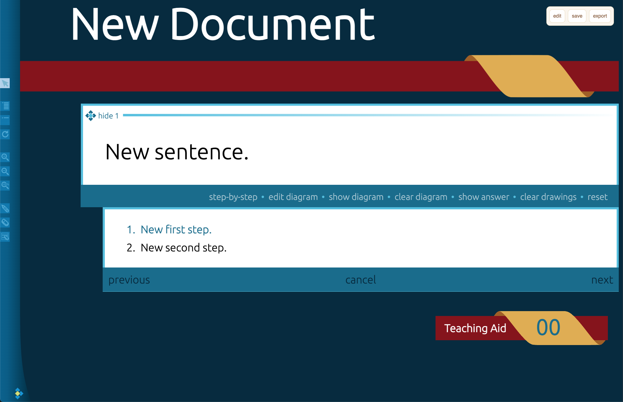 Detail view of production lesson authoring controls